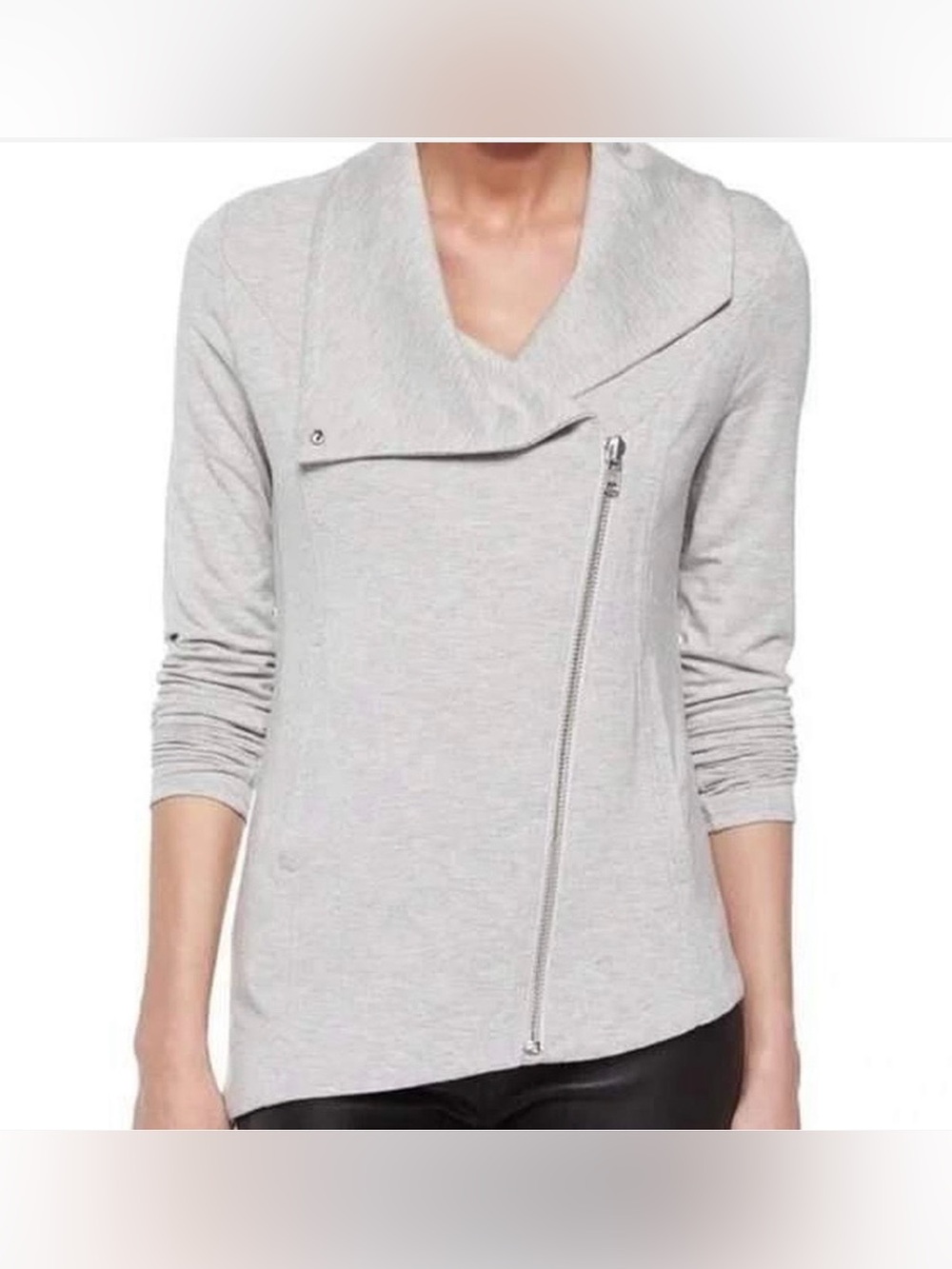 Helmut Lang Women's Asymmetrical Jersey Biker Jacket Zip Long Sleeve Size S